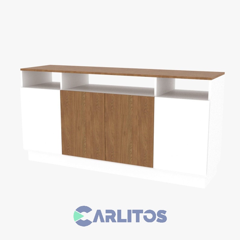 Bahiut Fiplasto 4 Puertas 1.50 Mts Blanco y Roble Coñac