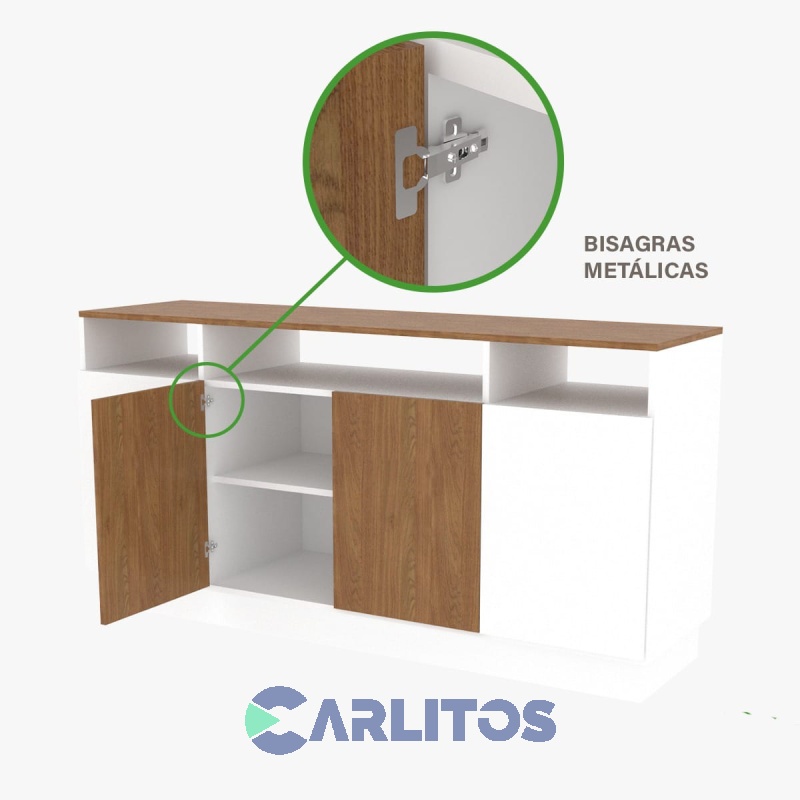 Bahiut Fiplasto 4 Puertas 1.50 Mts Blanco y Roble Coñac