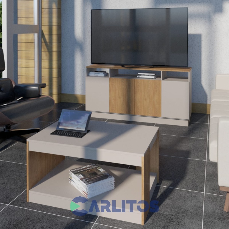 Bahiut  Fiplasto 4 Puertas 1.50 Mts Gris y Roble Coñac