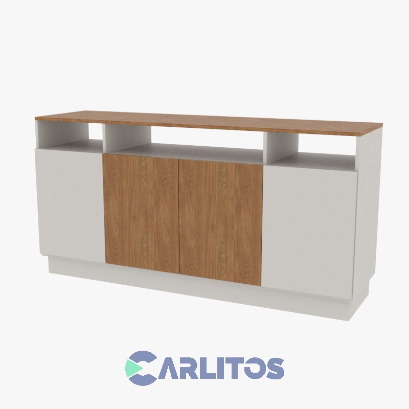 Bahiut  Fiplasto 4 Puertas 1.50 Mts Gris y Roble Coñac
