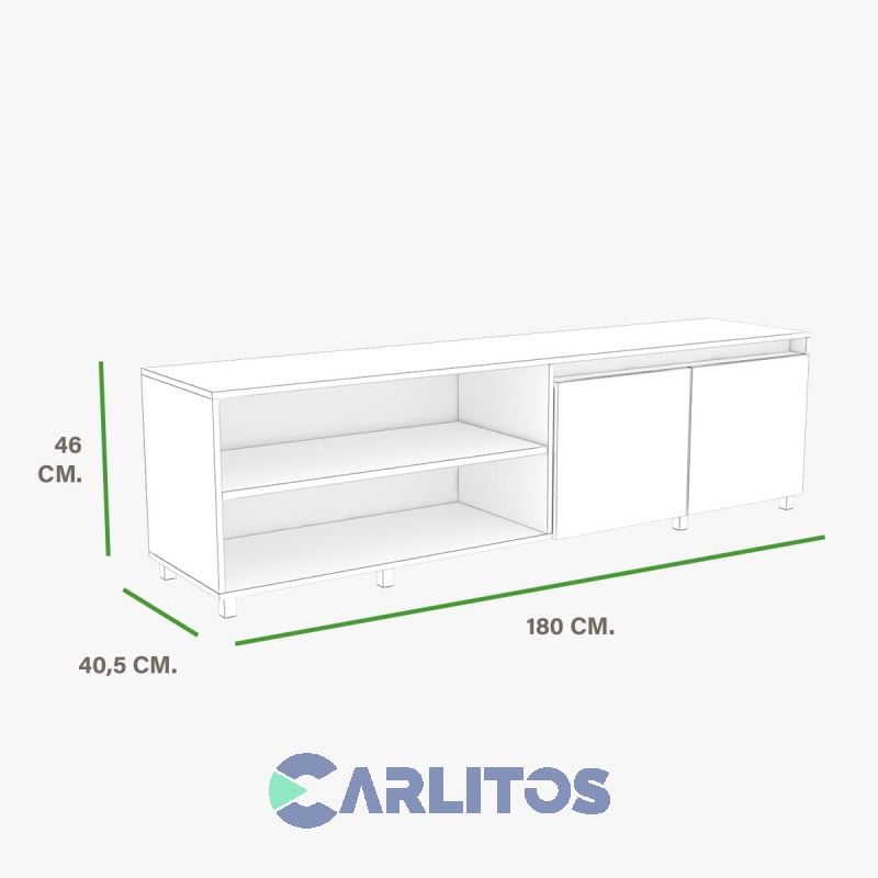 Mesa TV Fiplasto Dos Puertas 1.80 Mts Gris Claro y Cerezo