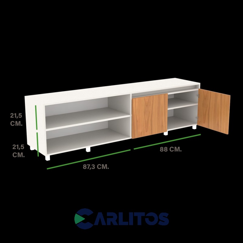 Mesa TV Fiplasto Dos Puertas 1.80 Mts Gris Claro y Cerezo
