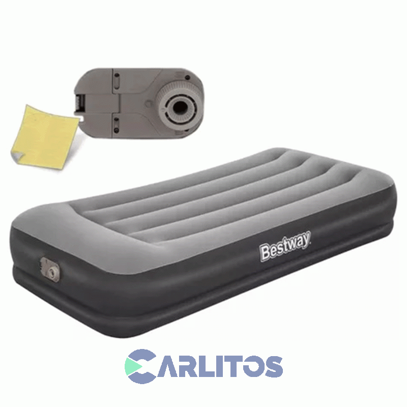 Colchon Inflable Bestway Individual 191 X 97 X 36 Cm Con Inflador Electr