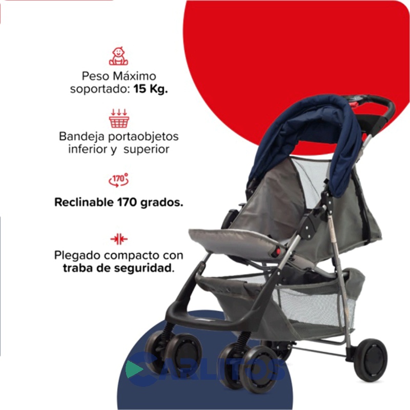 Coche De Paseo Incluye Portabebe/butaca Bebesit 1337ts-k Azul Oscuro