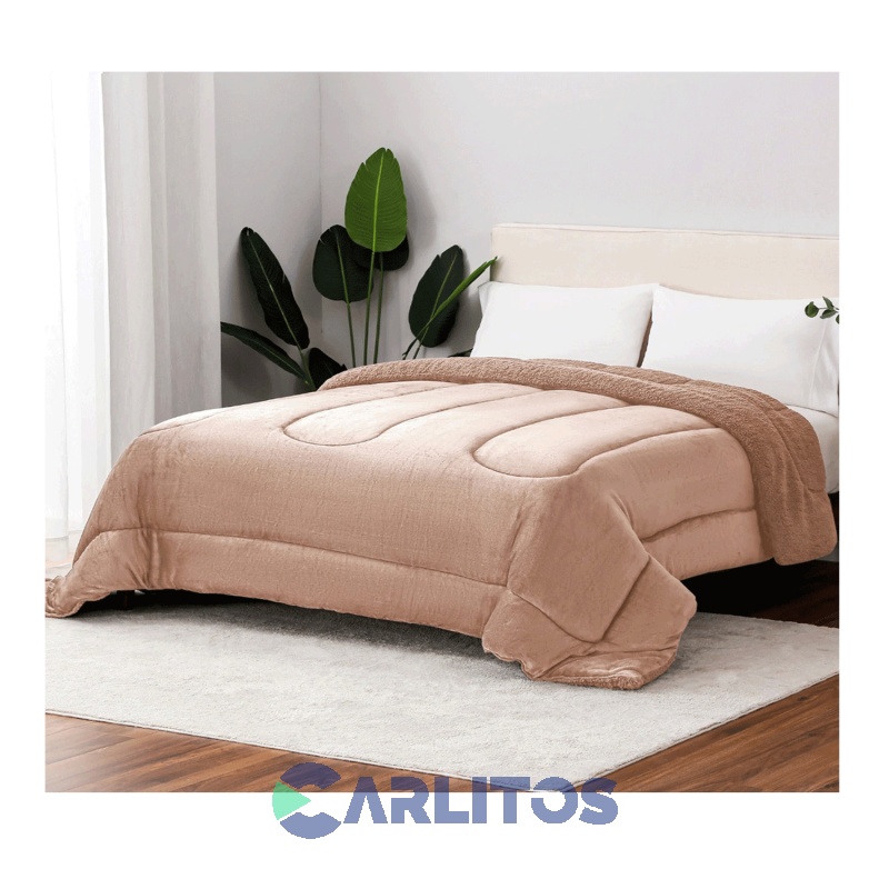 Acolchado Twin Size Winter Mantra Con Corderito Beige