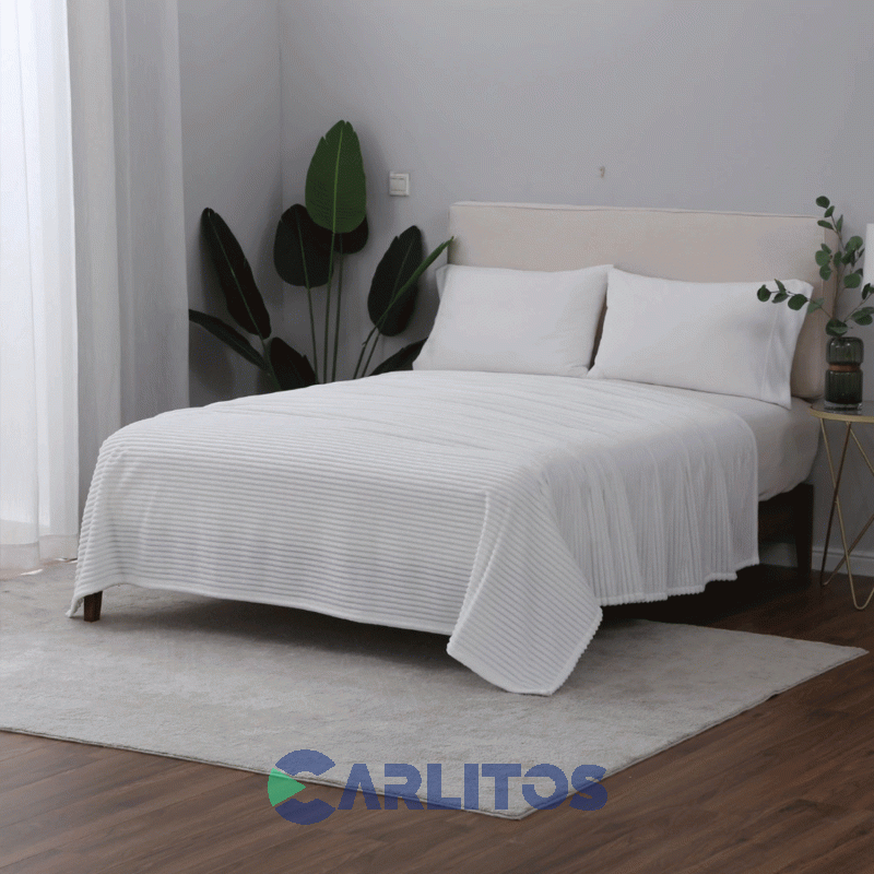 Frazada Queen Size Microfibra Mantra Jacquard Pesada Blanco