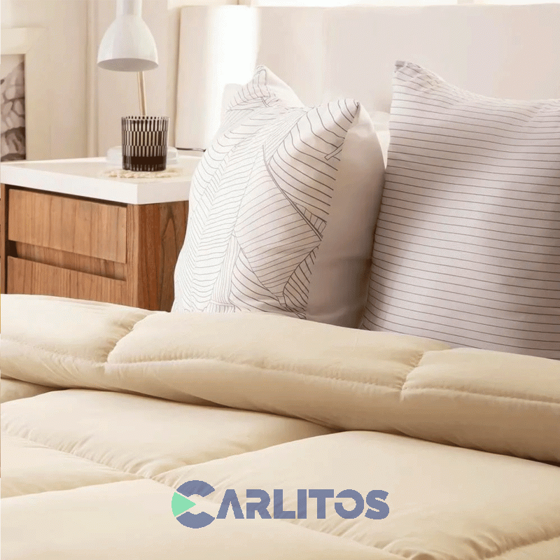 Acolchado Oro Reversible Casablanca 2 Y 1/2 Plaza Beige