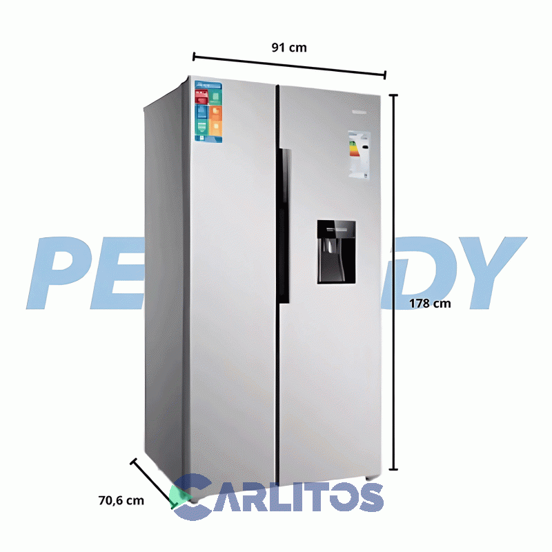 Heladera No Frost Side By Side Peabody 554 Litros Acero Inoxidable Inverter Pe-sbs606inv