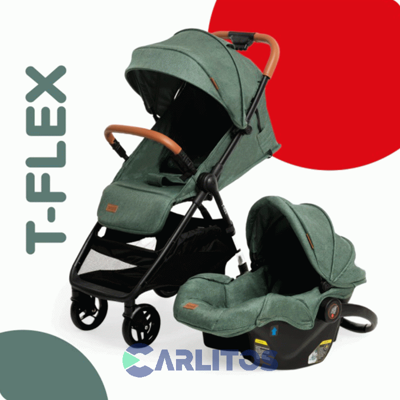 Coche De Paseo Bebesit T-flex Portabebe + Butaca 1321ts-c Verde