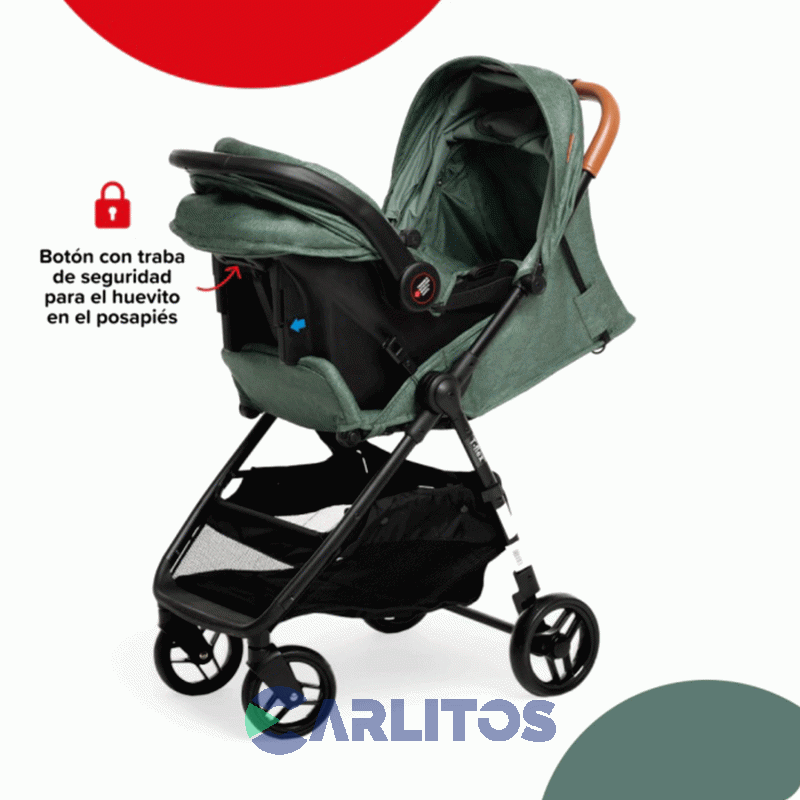 Coche De Paseo Bebesit T-flex Portabebe + Butaca 1321ts-c Verde