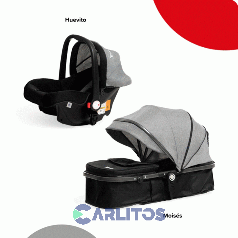 Coche De Paseo Bebesit System Homy 3 En 1 Moises + Porta bebe 1370ts-b Gris