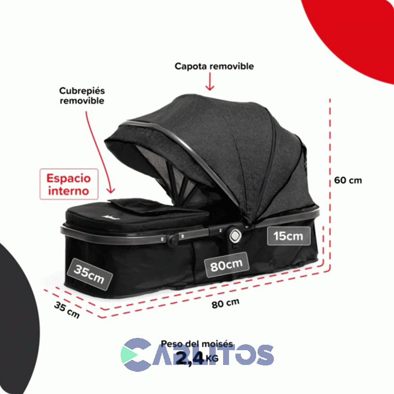 Coche De Paseo Bebesit System Homy 3 En 1 Moises + Portabebe 1370TS