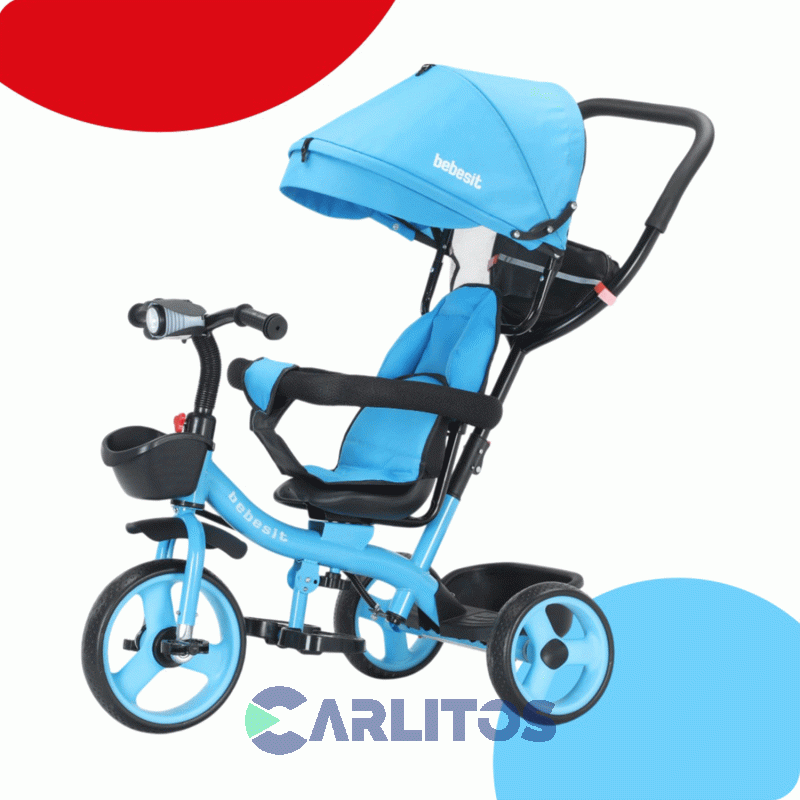 Triciclo Con Barral Y Capota-Asiento Giratorio 360° Azul Bebesit Sl-1870