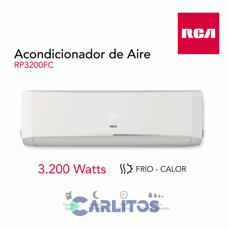 Aire Acondicionado Split Inverter Rca 3200 Watts - Frío/Calor Rp3200INV-f-sk