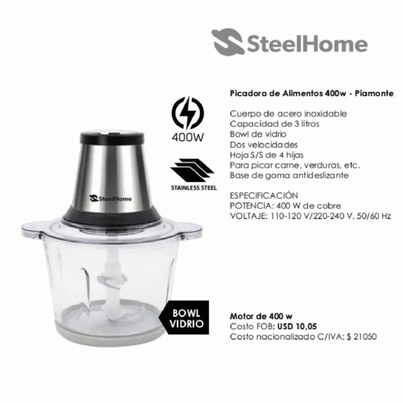 Picadora Teel Home Doble Cuchilla 400 Wts - S Sh-pa400w