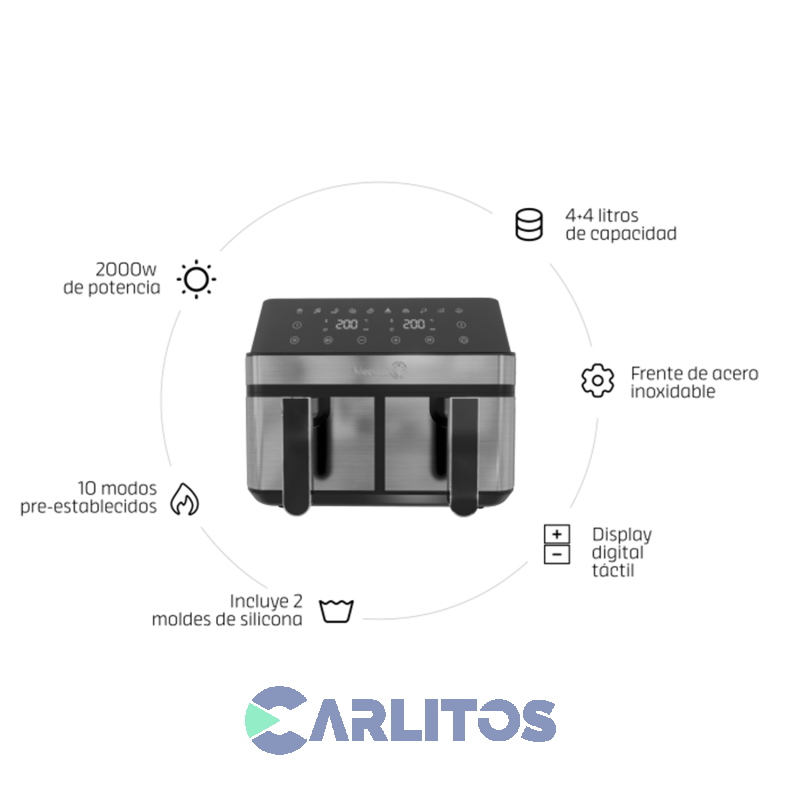 Freidora de Aire Fryer Morelli Fritello Duo Digital Acero Inoxidable 700300