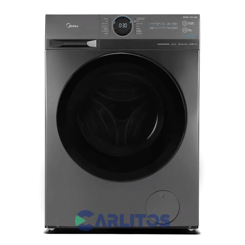 Lavasecarropa Midea Inverter 12+8 kg -1400 RPM Gris Mf200d120b/t-a1