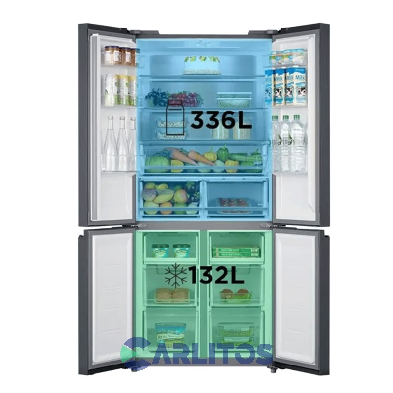 Heladera No Frost Side By Side Midea Inverter 470 Litros Acero Inoxidable Rf-m17xar1