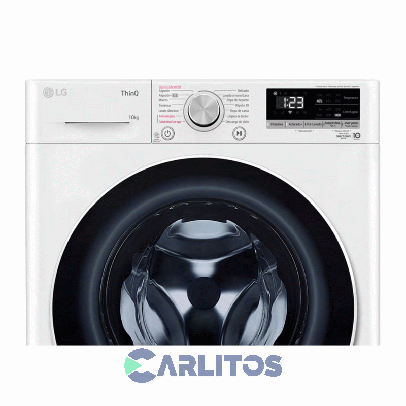 Lavarropa Carga Frontal Lg Inverter 10 KG -1400 RPM Blanco Con Wifi Bl Wm10wvc4s6