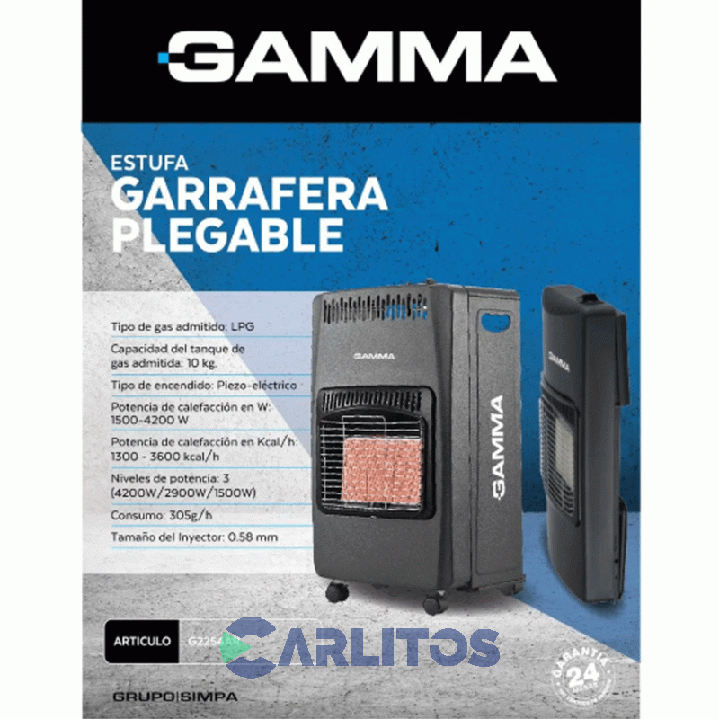 Estufa Garrafera Gamma Plegable 4200 Calorias Gas Envasado