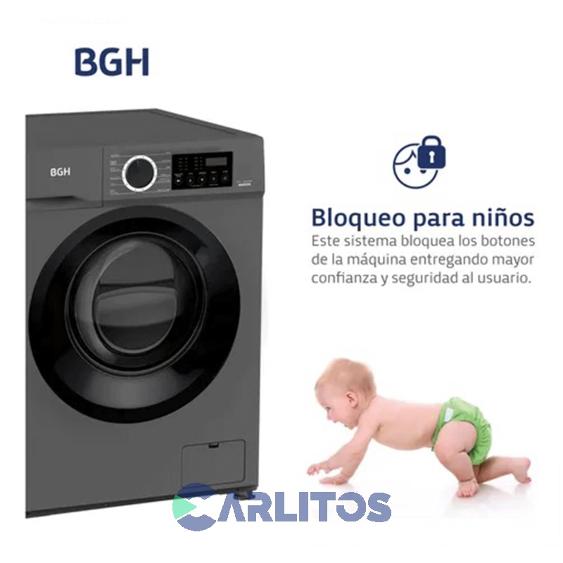 Lavarropa Carga Frontal Bgh Inverter 6 KG -1000 RPM Gris Bwfi06s24ar