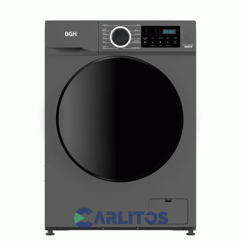 Lavarropa Carga Frontal Inverter Bgh 8 KG- 1400 RPM Gris bwfi08s24ar