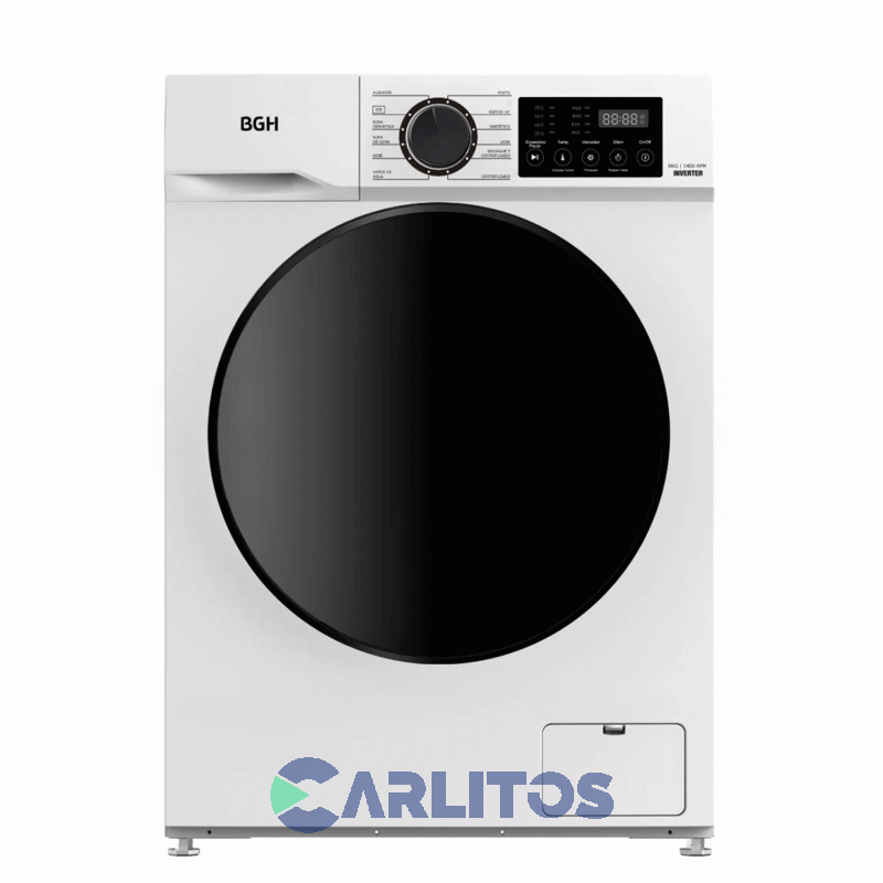 Lavarropa Carga Frontal Inverter Bgh 8 KG -1400 RPM Blanco BwfI08w24ar