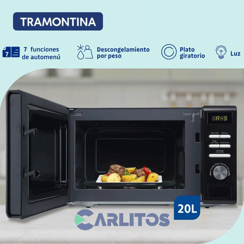 Microondas Digital Tramontina 20 Litros Negro Glass Cook 20l Mcd