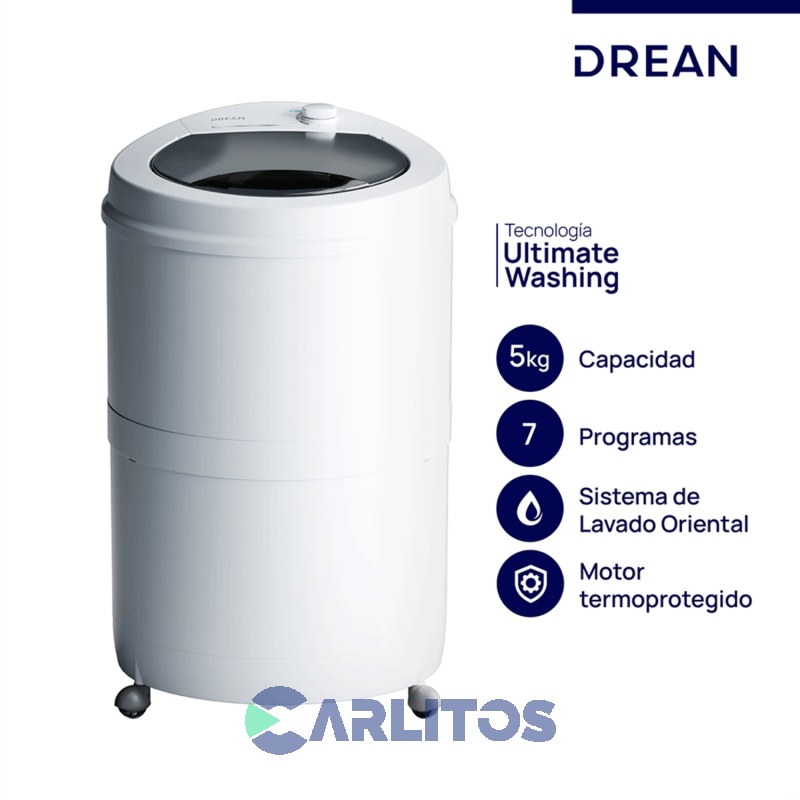 Lavarropa Carga Superior Drean 5 Kg Blanco Lrdr57sbo