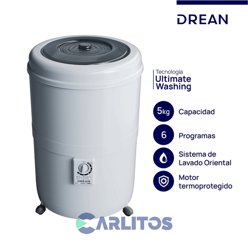 Lavarropa Carga Superior Drean 5 Kg Blanco Lrdr56sbo