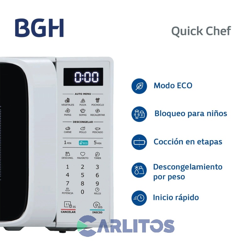 Microondas Digital Bgh 20 Litros Blanco B120db20I