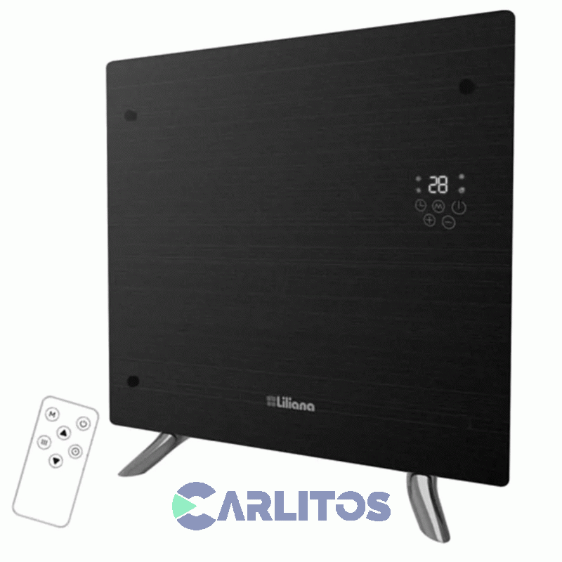 Estufa Panel De Vidrio Liliana De Pie/Pared 1200 Watts.Decowarm Negro Ppv202d