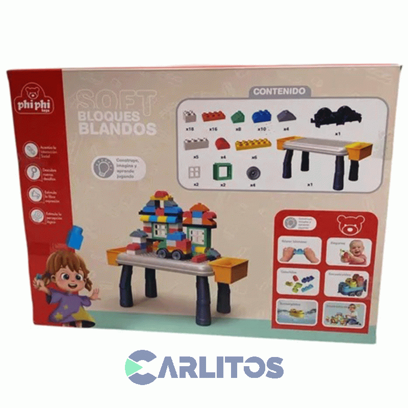 Mesa Didáctica Infantil Con 80 Bloques Blandos Phiphi Toys Bb013