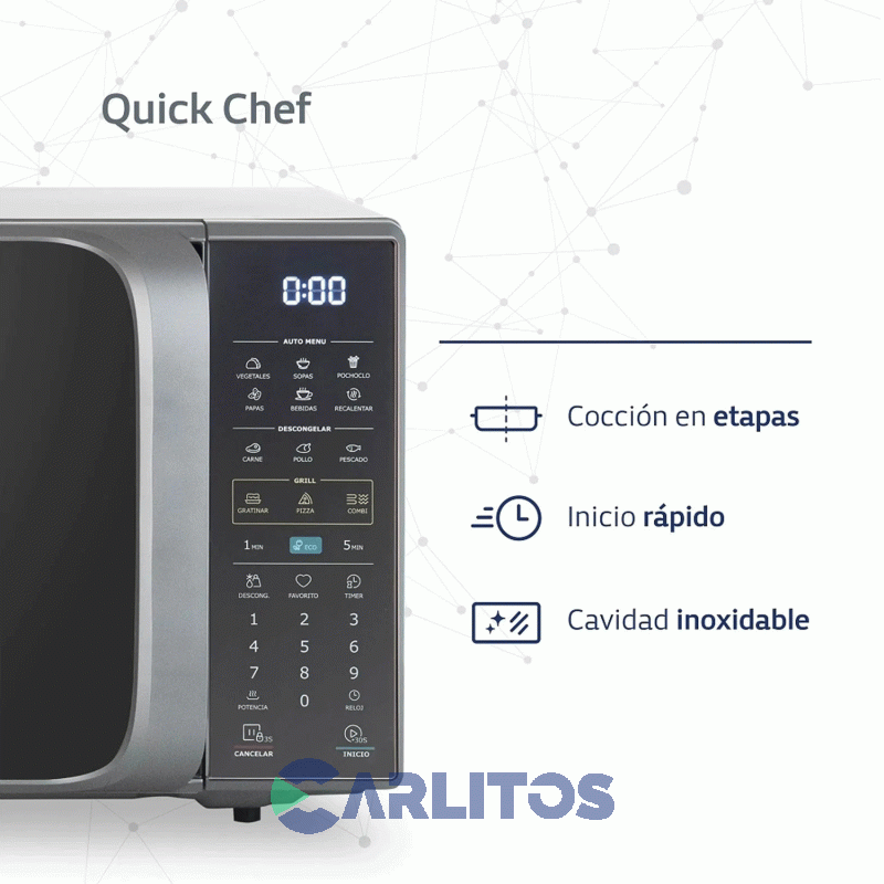 Microondas Con Grill Digital Bgh 28 Litros Gris Bifuncion B228ds20i