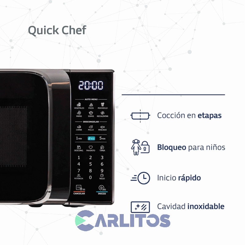 Microondas Digital Bgh 20 Litros Negro B120dn20i