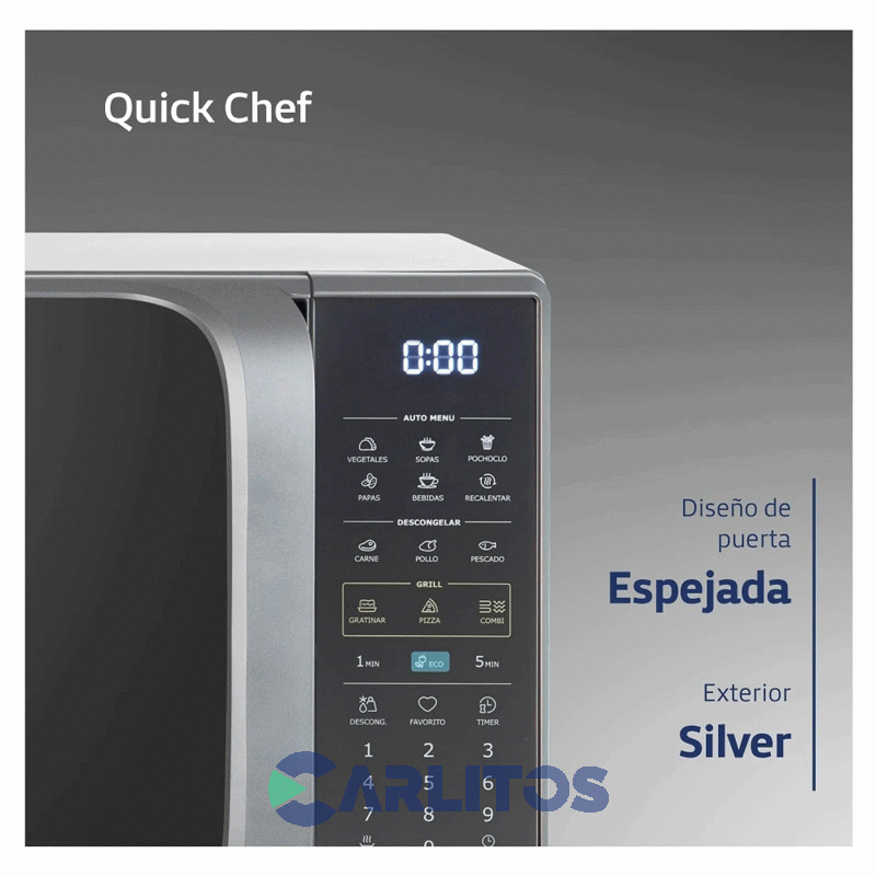 Microondas Digital Bgh 20 Litros Gris B120ds20i
