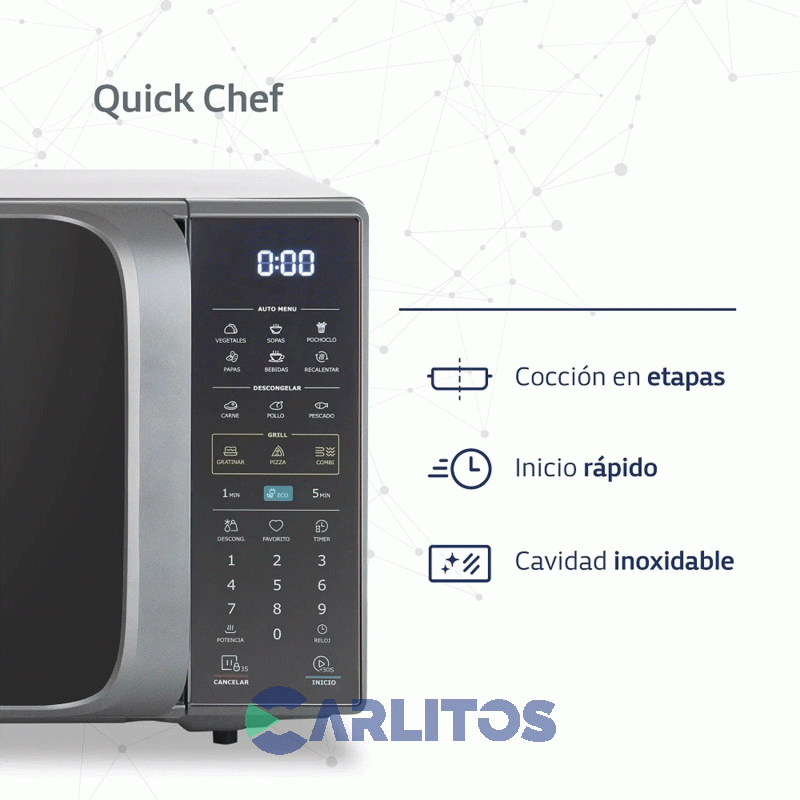Microondas Digital Bgh 20 Litros Gris B120ds20i