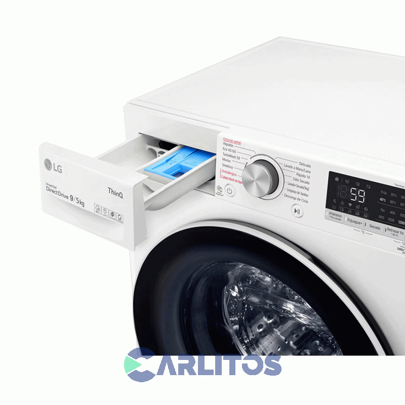 Lavasecarropa LG Inverter 9+5 Kg 1200 Rpm Blanco Wd90wvc4s6
