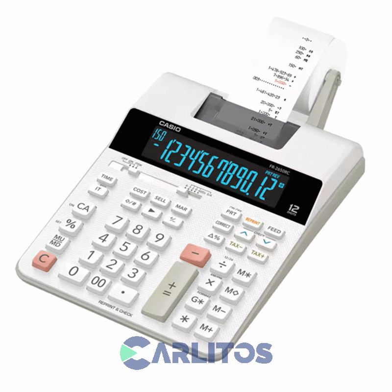 Calculadora Con Impresora 12 Digitos Color Blanco Casio Fr-2650rc