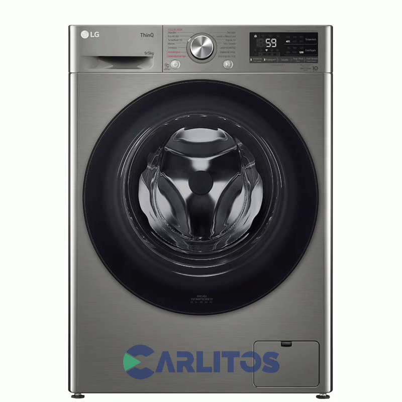 Lavasecarropa Lg Inverter 9+5 KG 1200 Rpm Gris Wd90vvc4s6