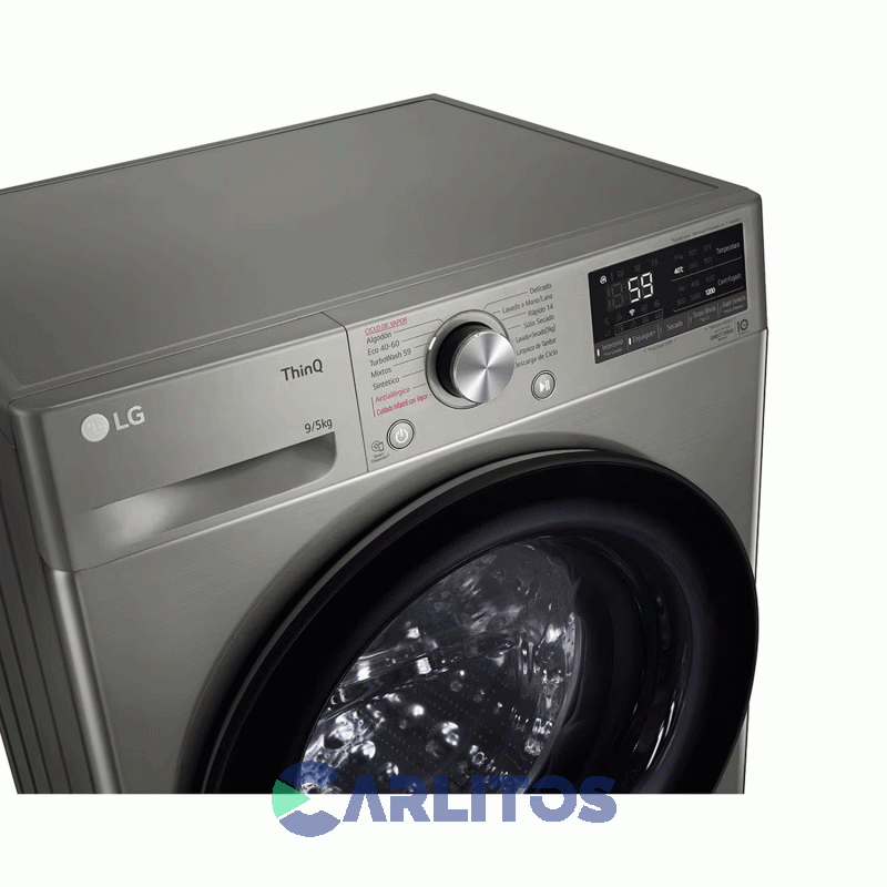 Lavasecarropa Lg Inverter 9+5 KG 1200 Rpm Gris Wd90vvc4s6