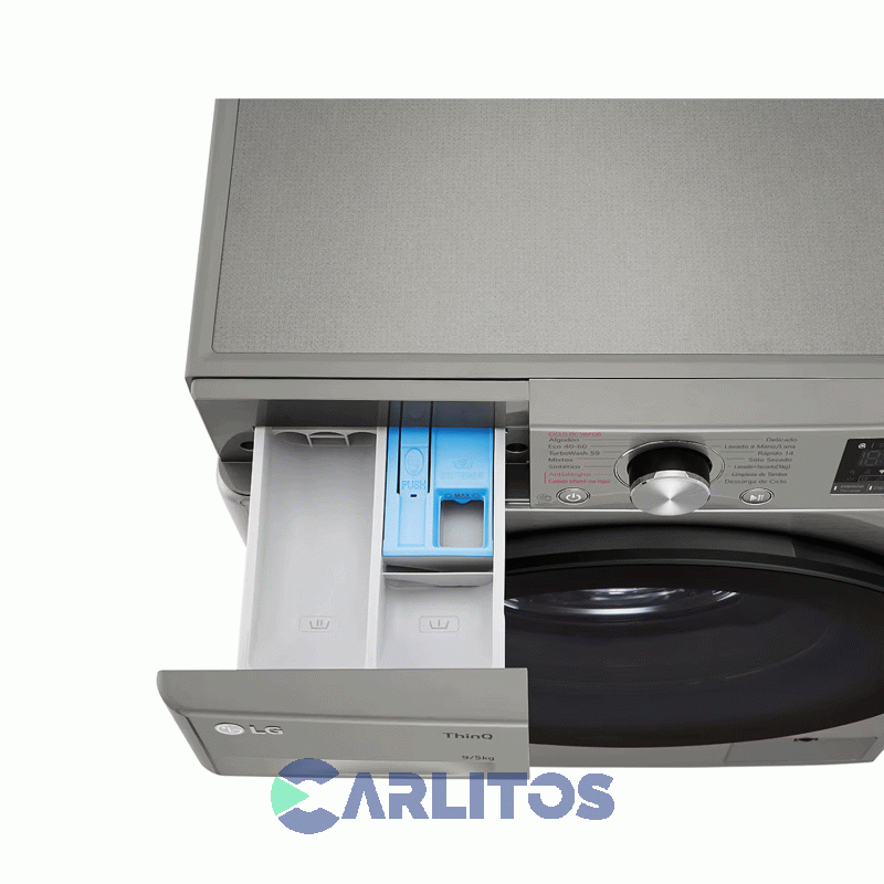 Lavasecarropa Lg Inverter 9+5 KG 1200 Rpm Gris Wd90vvc4s6