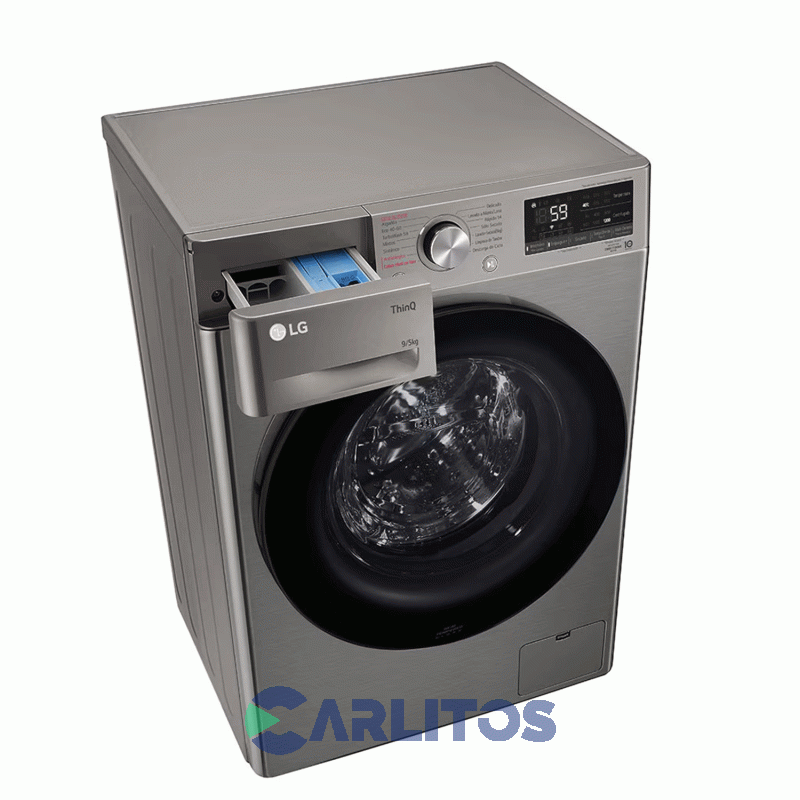 Lavasecarropa Lg Inverter 9+5 KG 1200 Rpm Gris Wd90vvc4s6