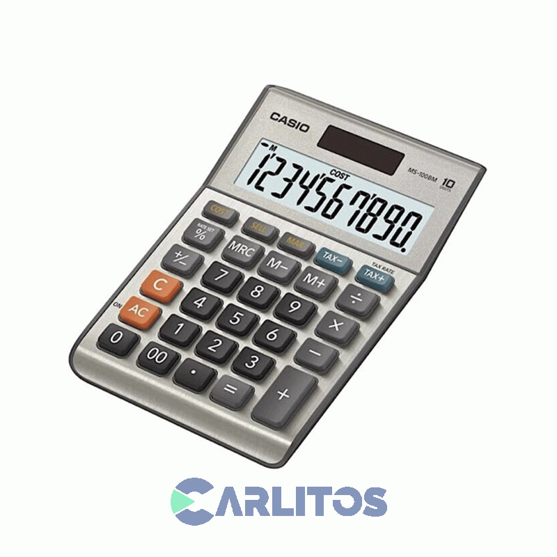 Calculadora De Escritorio 10 Digitos Color Gris Casio Ms-100bm