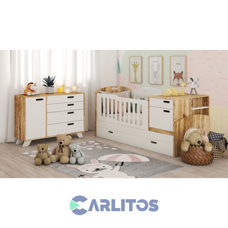 Cómoda 1.20 Mts Línea Nordic La Esperanza Atakama y Laqueado Blanco