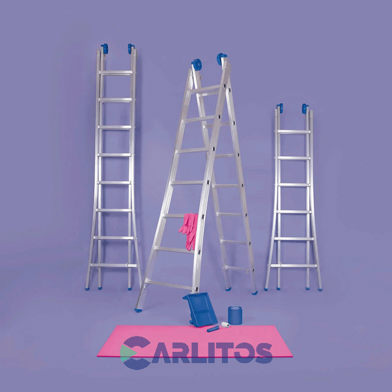 Escalera Extensible 2X8 Escalones De Aluminio 4.21 Metros