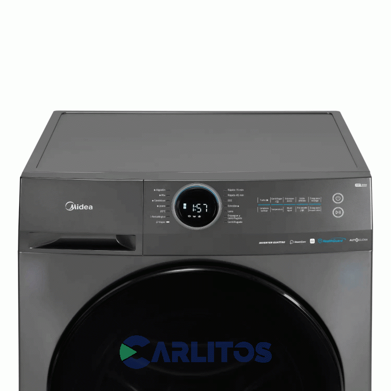 Lavarropa Carga Frontal Midea Inverter 11.5 KG - 1400 RPM Plata Wifi Mf200w115wb/t-a1