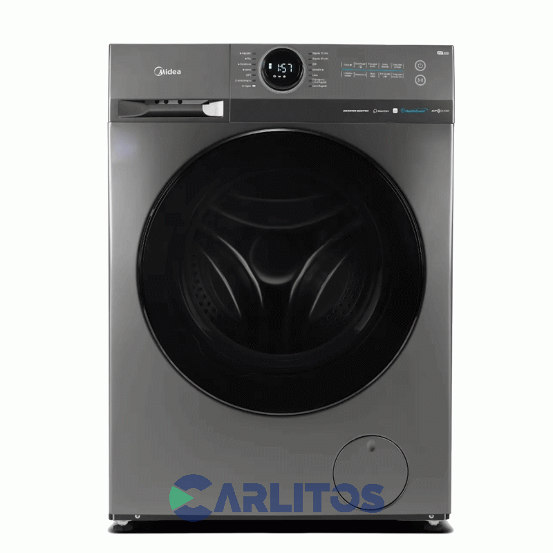 Lavarropa Carga Frontal Midea Inverter 11.5 KG - 1400 RPM Plata Wifi Mf200w115wb/t-a1
