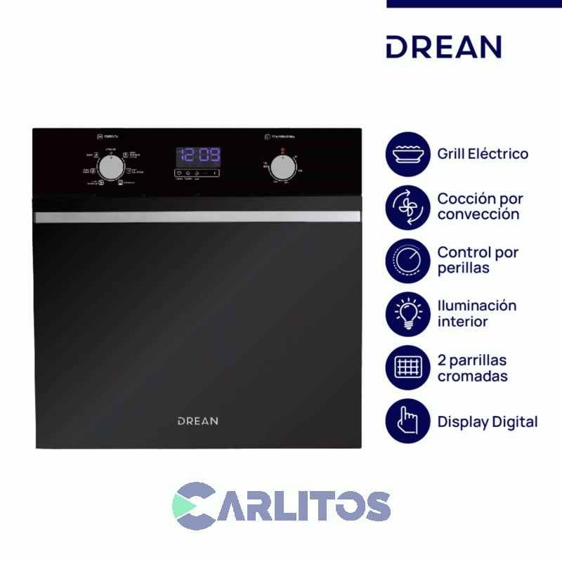 Horno Eléctrico Empotrable Drean 60 CM - Grill Hedr601cn Negro