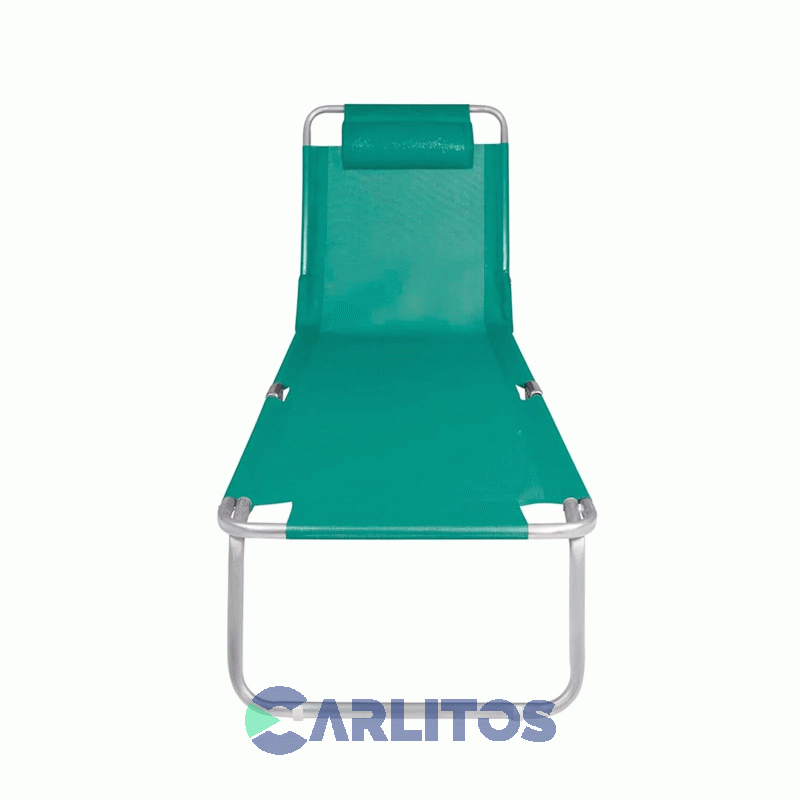 Reposera De Aluminio Plegable Tela Sannet 4 Posiciones Mor 2702 Turquesa